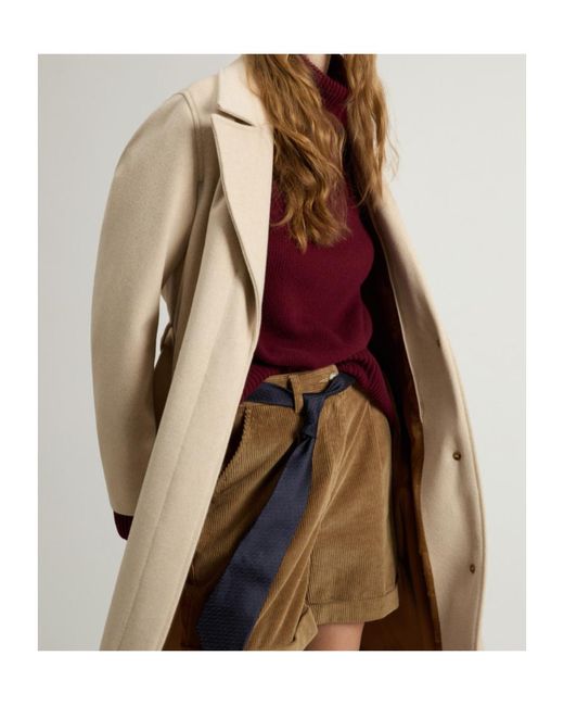 Woolrich Natural Single-Breasted Belted Coat