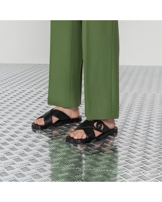 Gucci Cut-Out Logo Crossover Strapped Sandals for Men | Lyst