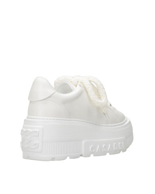 Casadei White Round-Toe Sneakers