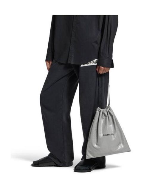 Balenciaga Gray Shopper Drawstring Dust Bag Pouch Logo for men