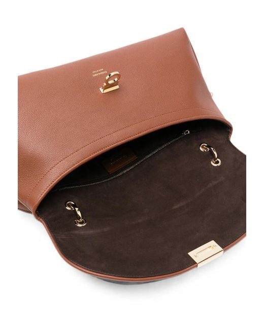 Ferragamo Brown Flap Shoulder Bag