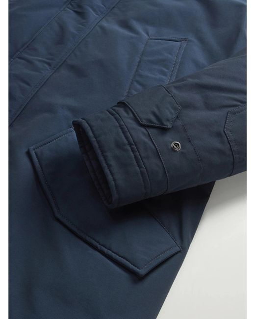 Woolrich Blue Zippered Hooded Parka Down Jacket for men