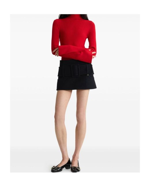 Patou Red Ribbed High-Neck Sweaters