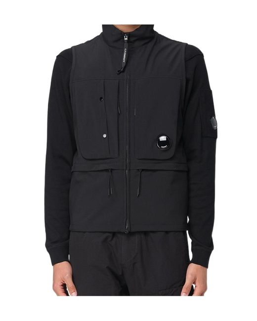 C P Company Black Shell-R Gilet for men
