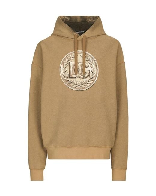 Dolce & Gabbana Natural Logo Printed Drawstring Hoodie for men