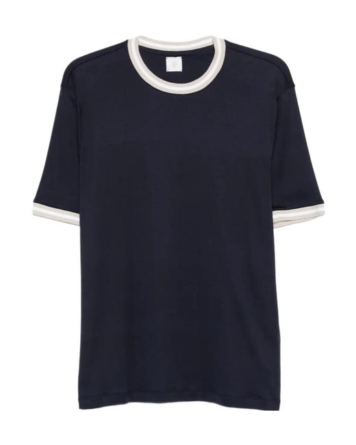 Eleventy Blue Contrast Trim Crew Neck T-Shirt for men
