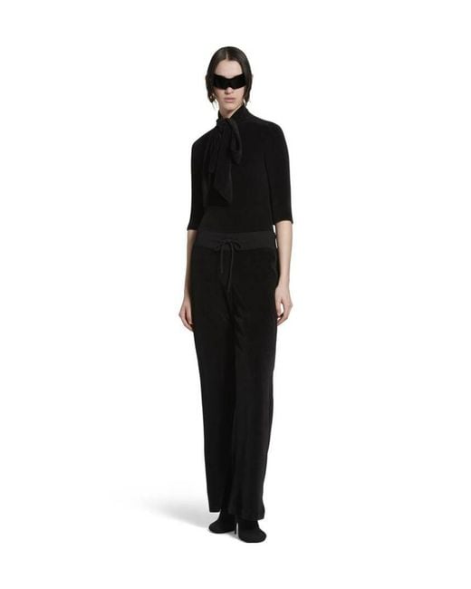 Balenciaga Black Turtleneck Scarf Fitted Top