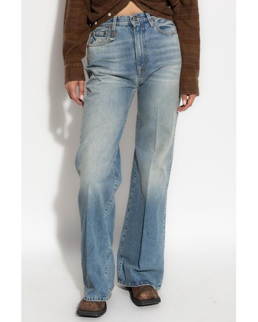 R13 Blue Embroidered-Pocket Jeans