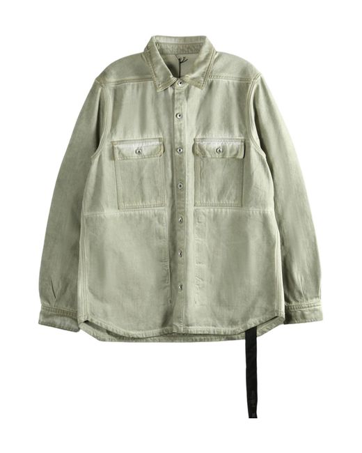 Rick Owens Green Button-Up Denim Shirt for men