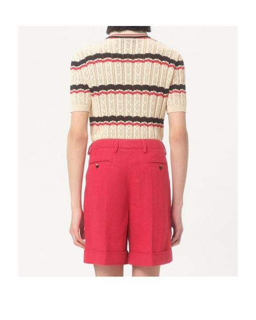 Valentino Natural Striped Knitted Polo Shirt for men