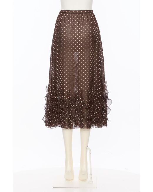 Valentino Brown Polka Dot Printed Ruffled Skirt