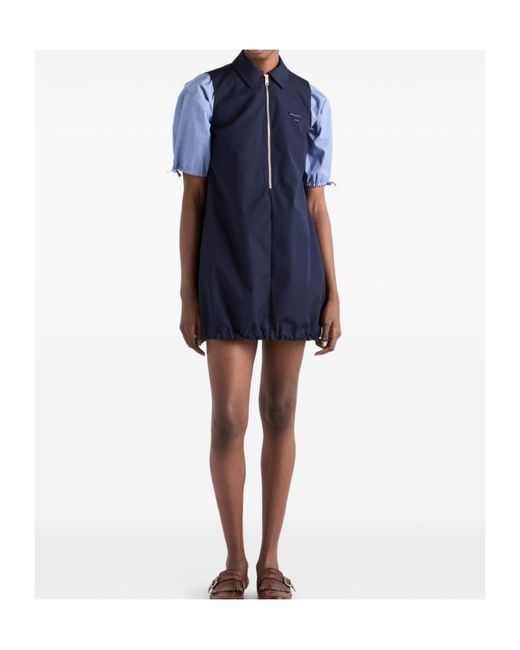 Prada Blue Sleeveless Drawstring Dress