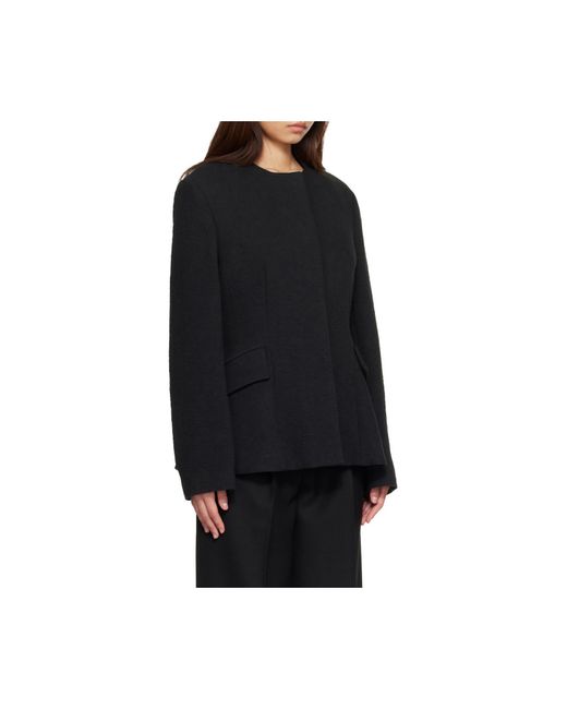 Totême  Black Crew Neck Long-Sleeved Casual Jacket