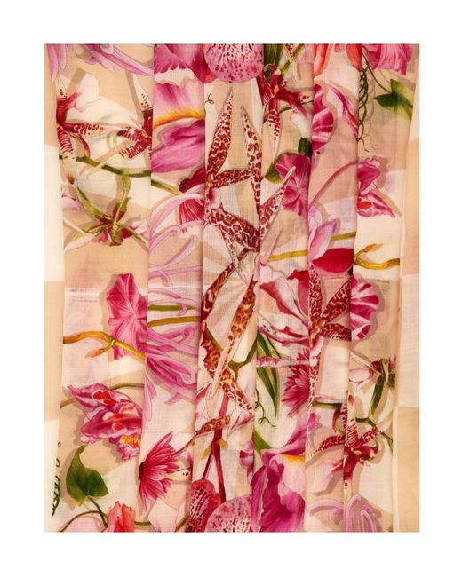 Ferragamo Pink Gaia Print Shawl