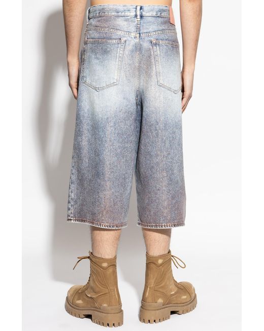 Acne Gray Denim Shorts With Belt Loops
