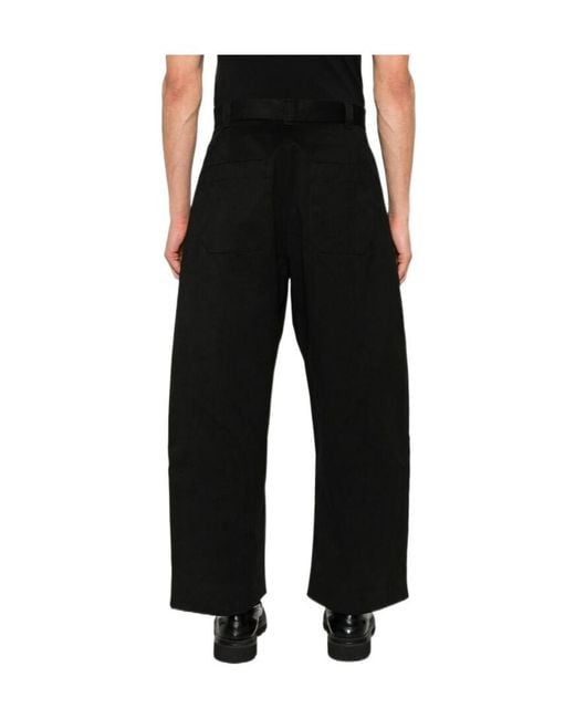 Studio Nicholson Black Belt-Loop Casual Pants for men