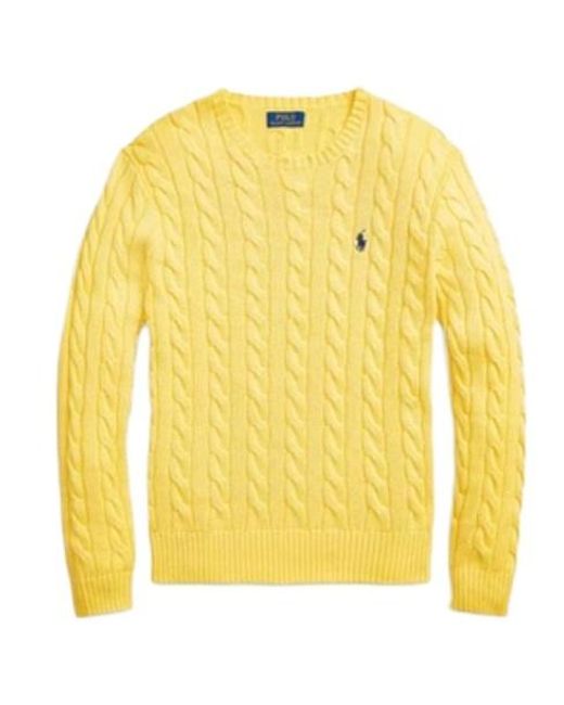 Polo Ralph Lauren Yellow Logo Embroidered Cable-Knit Jumper for men