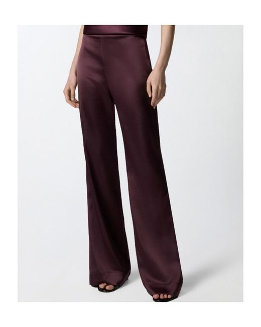 Pinko Purple Pinolo Flared Satin Trousers