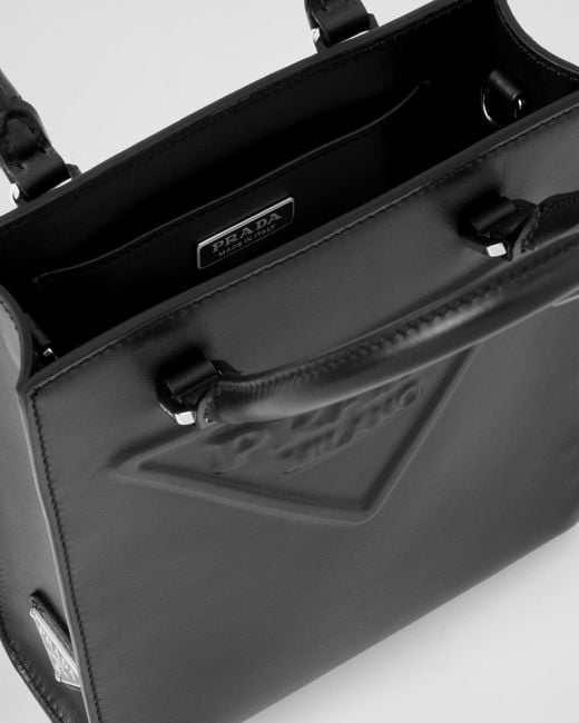 Prada Black Leather Logo Todd Handbag