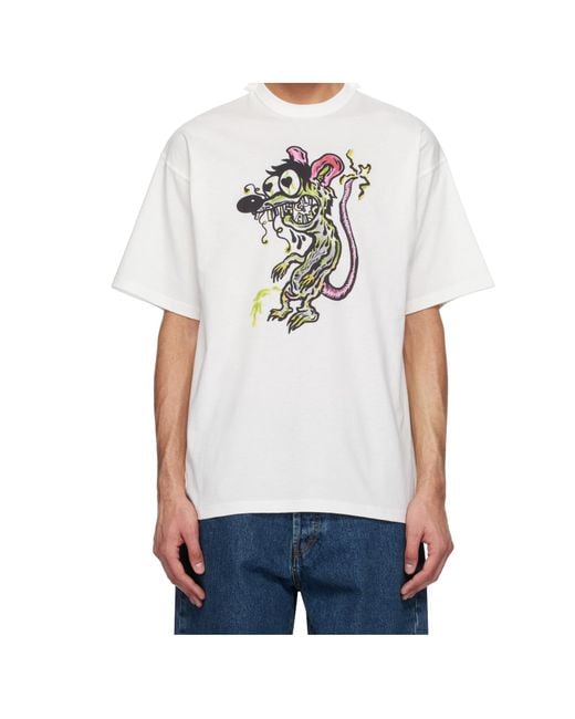 Magliano White Graphic Printed Crewneck T-Shirt for men