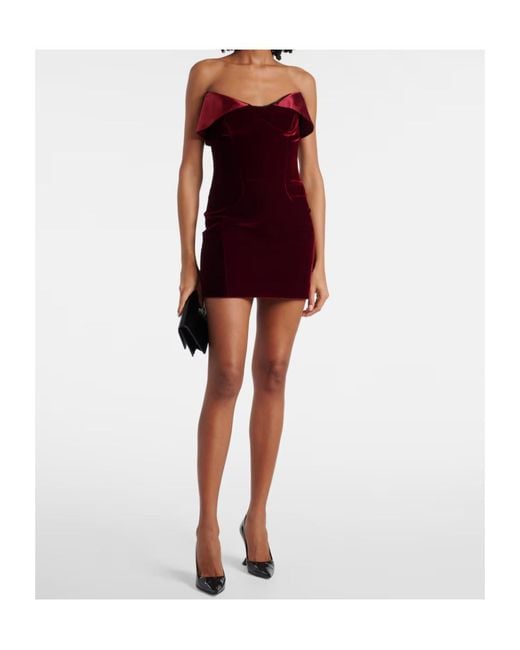 Mugler Red Velvet Trim Mini Dress