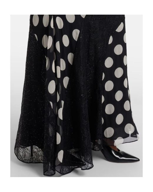 Nina Ricci Black Polka-Dot Silk Maxi Dress