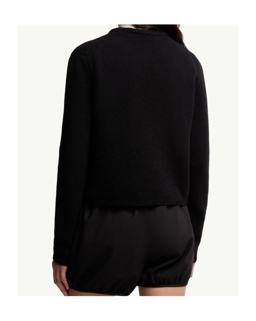 Moncler Black Logo Detailed Crewneck Jumper