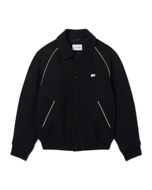 Lacoste Black Badge Accent Wool Varsity Jacket for men