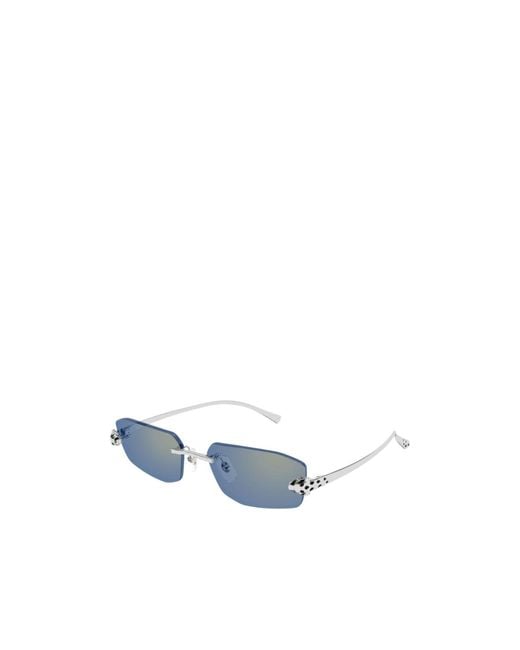 Cartier Blue Geometric Frame Sunglasses for men