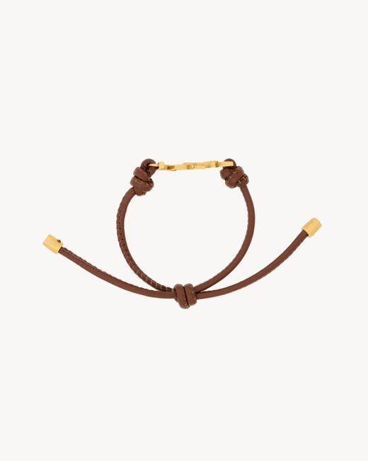 Saint Laurent Brown Cassandre Cord Bracelet