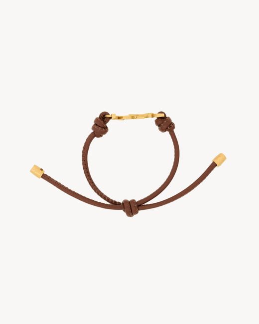 Saint Laurent Brown Cassandre Cord Bracelet