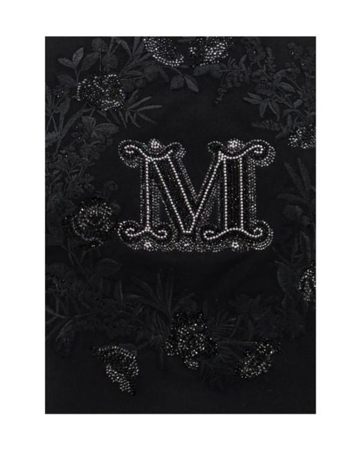 Max Mara Black Front Letter Pattern T-Shirt