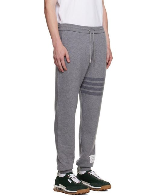 Thom Browne Black Four Bar Drawstring Joggers for men