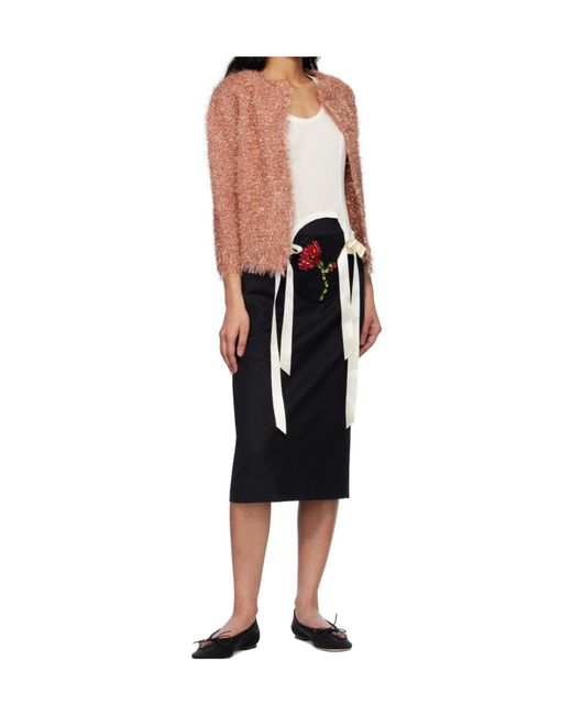 Simone Rocha Black Embellished Flower Peek-A-Boo Skirt