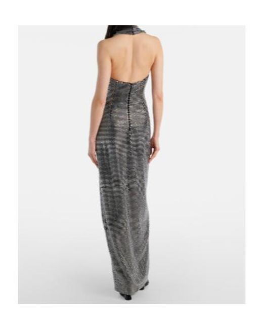 Area Gray Embellished Halterneck Gown