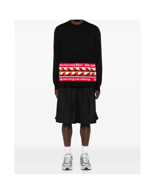 Comme des Garçons Black Geometric-Pattern Crew-Neck Sweater for men