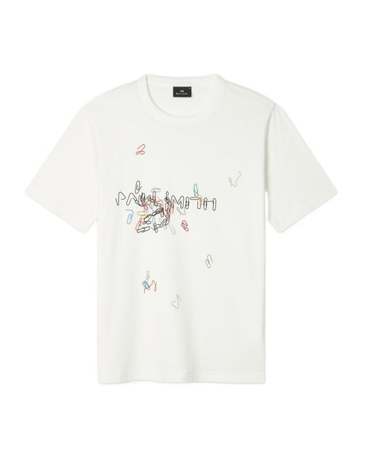 Paul Smith White Ps Paul Smith Paperclip Print T-Shirt for men