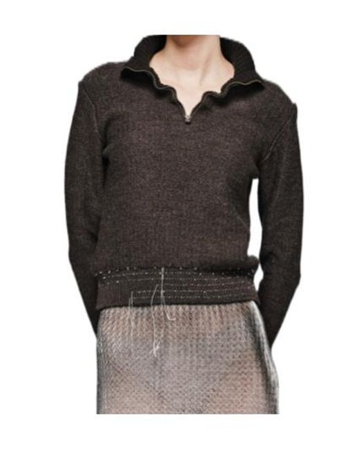Maison Margiela Black Half-Zip Knitted Jumper