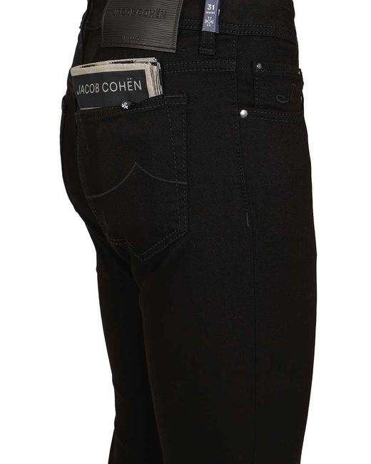 Jacob Cohen Black Logo Patch Slim Fit Jeans for men