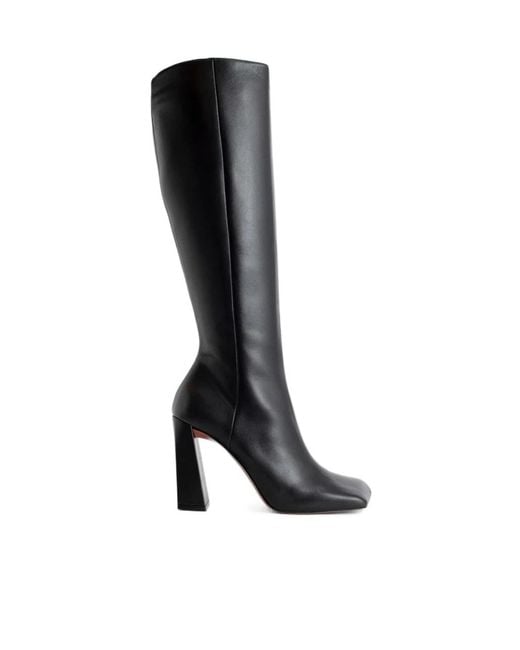 AMINA MUADDI Black High-Heeled Boots With Square Head