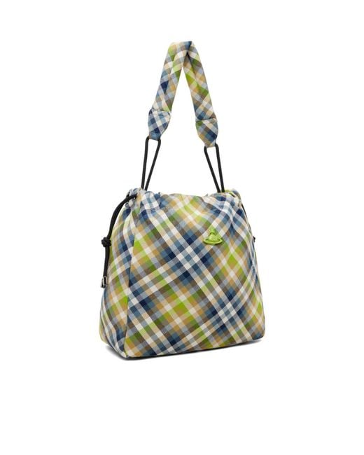 Vivienne Westwood Blue Woven Tartan Bucket Bag