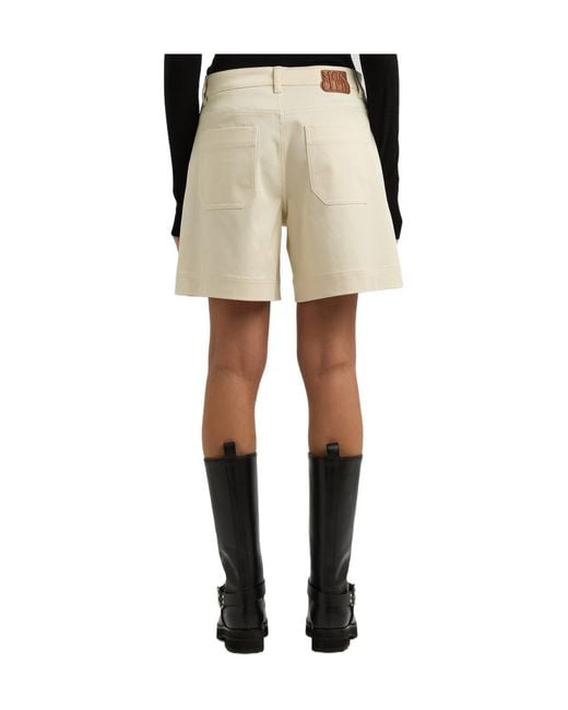 Moncler Natural Cotton Twill Shorts