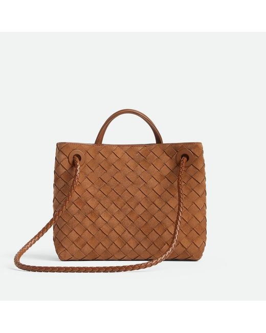 Bottega Veneta Brown Andiamo Woven Shoulder Bag