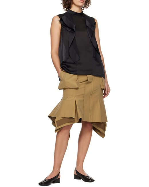 Sacai Black Ruffled Sleeveless Top