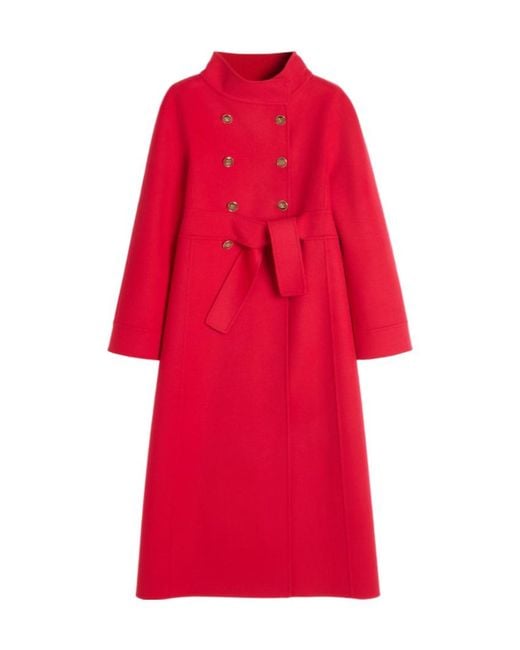 Valentino Red Double-Breasted High Neck Coat