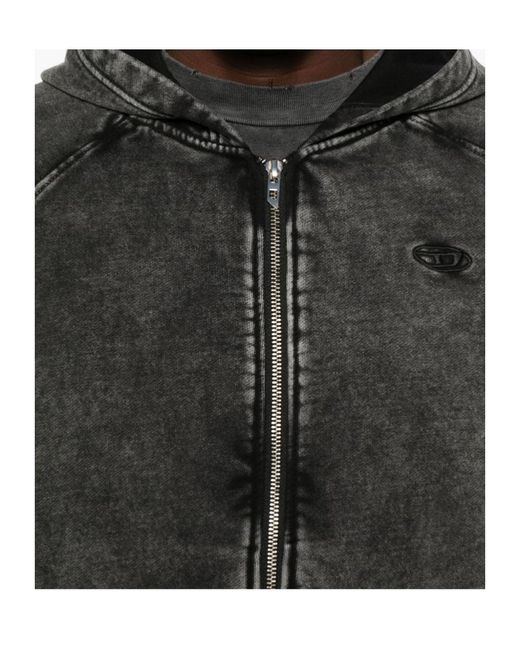 DIESEL Black Zippered Denim Jacket for men