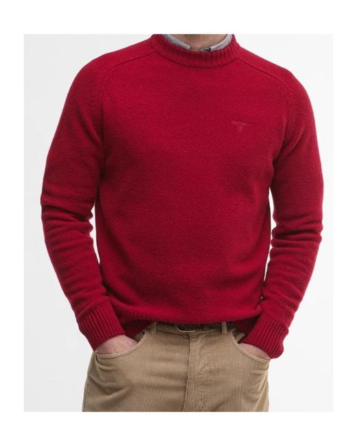 Barbour Red Crew Neck Sweater for men