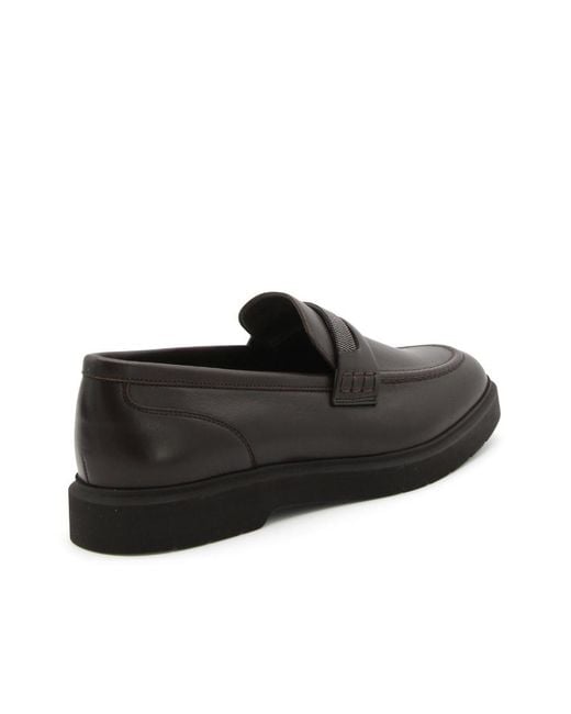 Brunello Cucinelli Black Round-Toe Loafers