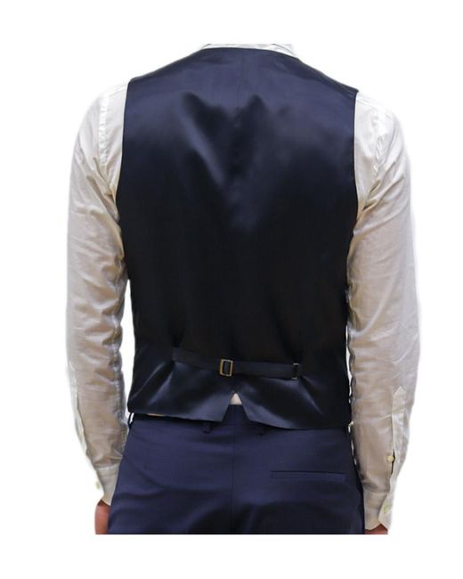 Boss Blue Button-Down Waistcoat for men