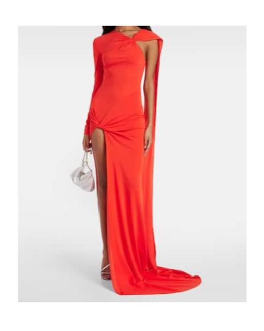 David Koma Red Asymmetric Gown